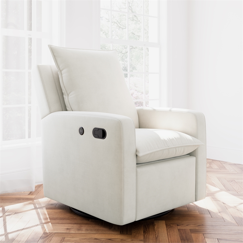 Pemberly Row Recliner Glider with USB Charging Port in Ivory