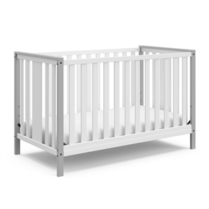 Pemberly Row Wood 4-in-1 Convertible Crib in White/Pebble Gray