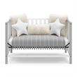 Pemberly Row Wood 4-in-1 Convertible Crib in White/Pebble Gray
