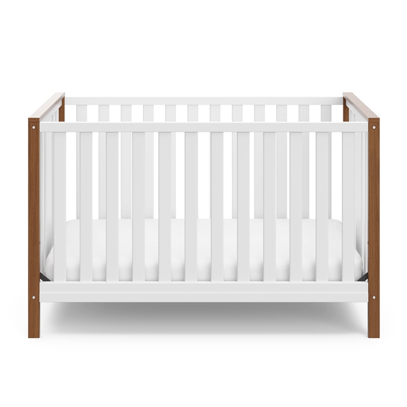 Pemberly Row Wood 4-in-1 Convertible Crib in White/Driftwood