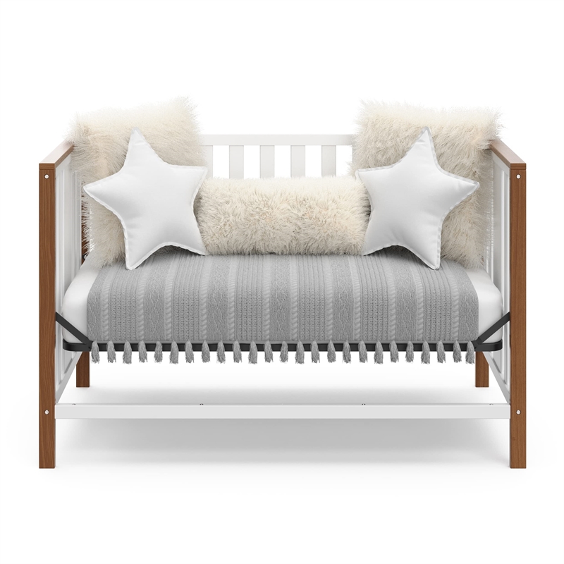 Pemberly Row Wood 4-in-1 Convertible Crib in White/Driftwood