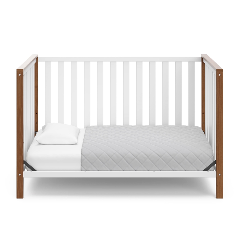 Pemberly Row Wood 4-in-1 Convertible Crib in White/Driftwood