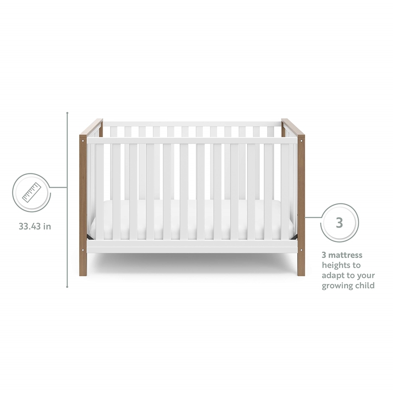 Pemberly Row Wood 4-in-1 Convertible Crib in White/Driftwood