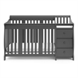 Pemberly Row Wood 4-in-1 Convertible Crib and Changer in Gray