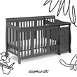Pemberly Row Wood 4-in-1 Convertible Crib and Changer in Gray