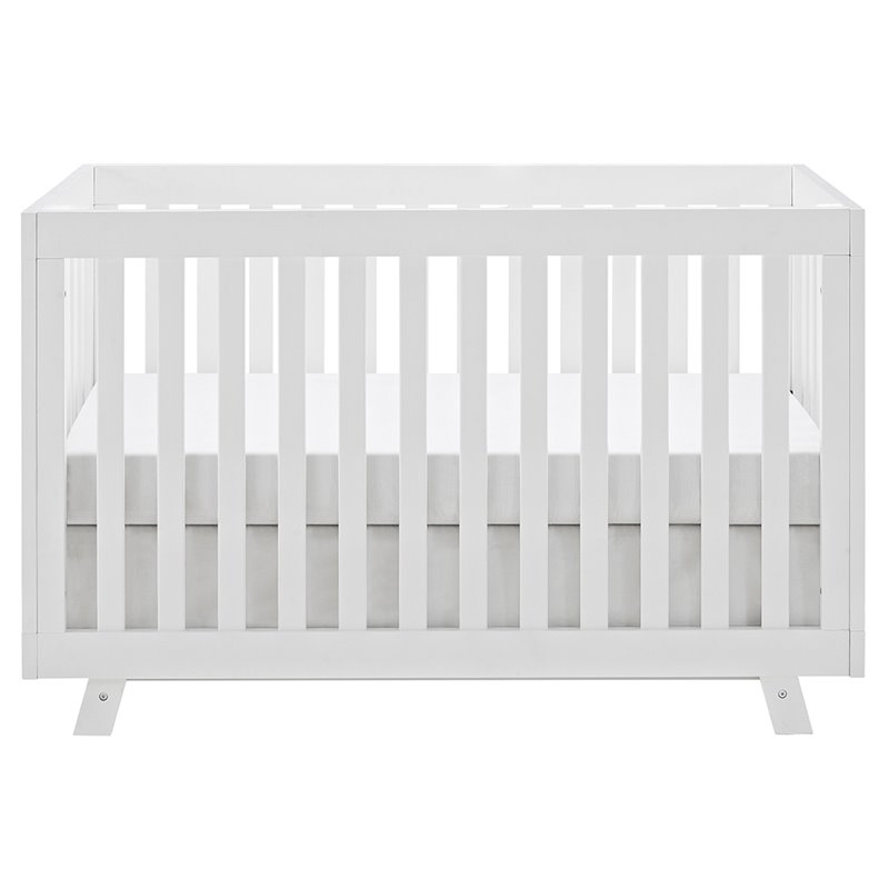 Pemberly Row 3-in-1 Pine Wood Convertible Crib with Adjustable Base in White