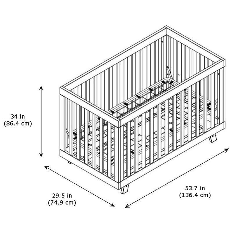 Pemberly Row 3-in-1 Pine Wood Convertible Crib with Adjustable Base in White