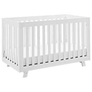 Pemberly Row 3-in-1 Pine Wood Convertible Crib with Adjustable Base in White