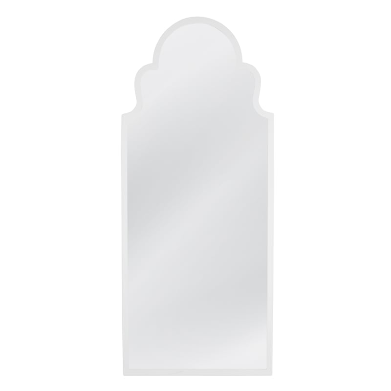 Pemberly Row Arched Floor Mirror in White Lacquer Resin Frame