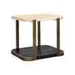 Pemberly Row Travertine Stone and Metal End Table in Espresso Oak