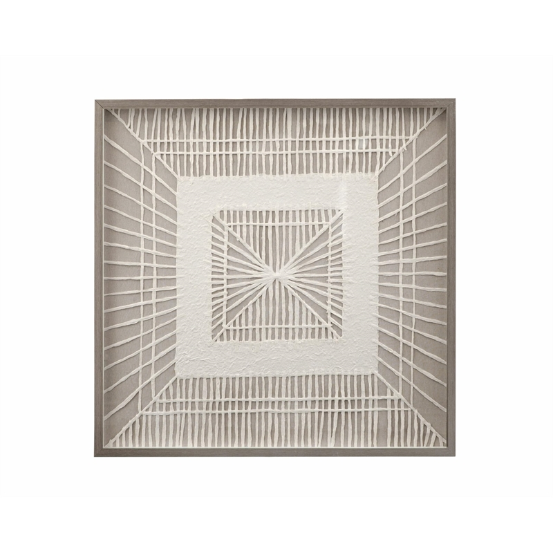 Pemberly Row Woven Shadow Box Wall Art in Natural Wood Frame