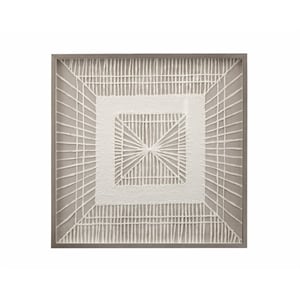 Pemberly Row Woven Shadow Box Wall Art in Natural Wood Frame