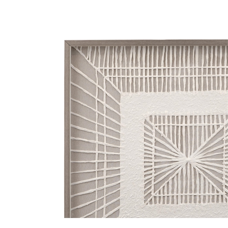 Pemberly Row Woven Shadow Box Wall Art in Natural Wood Frame