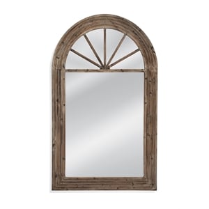 Pemberly Row Arched Floor Mirror in Weathered Greige Engineered Wood