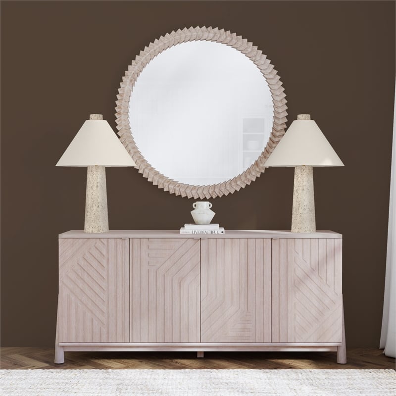 Pemberly Row Contemporary Carved Wood Contemporary Wall Mirror
