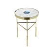Pemberly Row Gold and White Marble Accent Table with Agate Inset