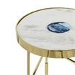 Pemberly Row Gold and White Marble Accent Table with Agate Inset