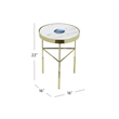 Pemberly Row Gold and White Marble Accent Table with Agate Inset