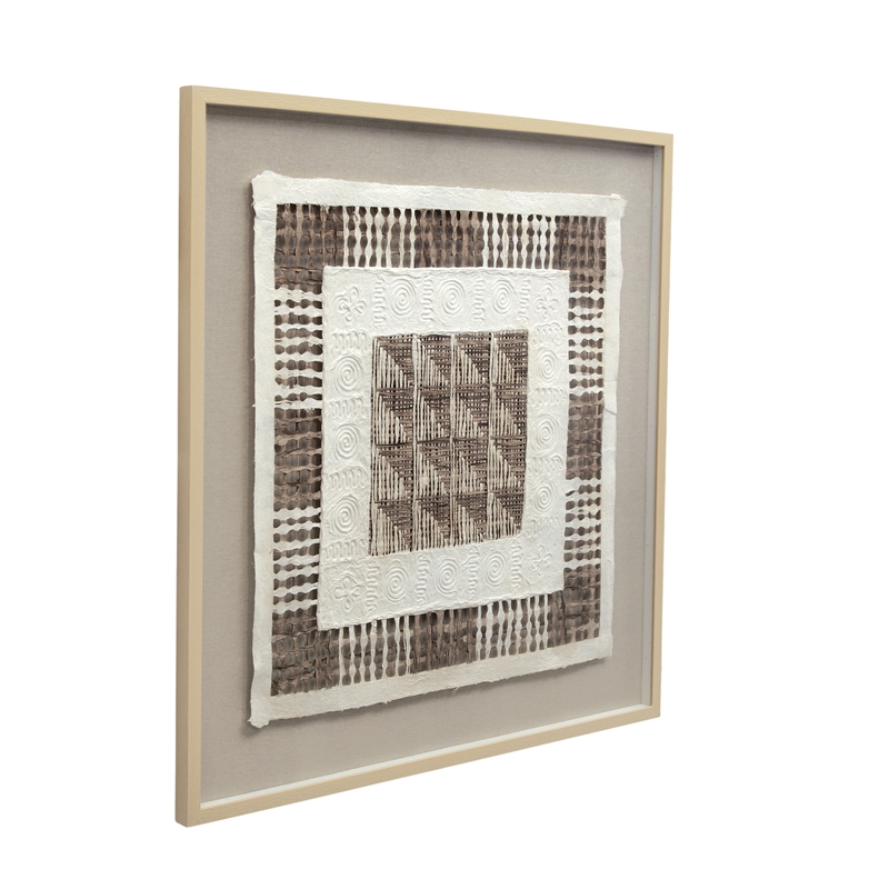 Pemberly Row Modern Rice Paper Shadowbox Wall Art in White/Brown