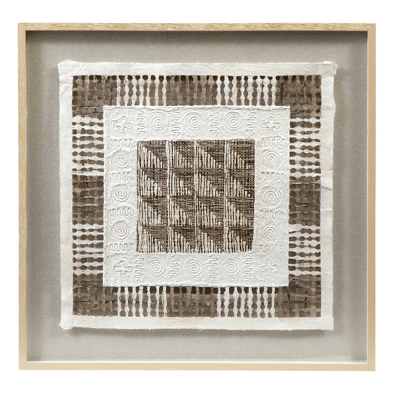 Pemberly Row Modern Rice Paper Shadowbox Wall Art in White/Brown