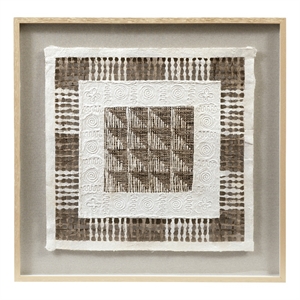 Pemberly Row Modern Rice Paper Shadowbox Wall Art in White/Brown