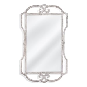 Pemberly Row Rectangular Cutout Wall Mirror in Weathered White Wash