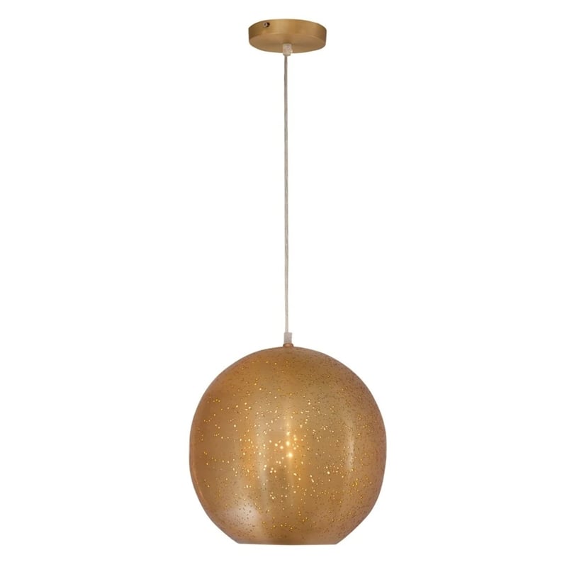 Pemberly Row Modern Pierced Metal Gold Pendant in Natural Brass