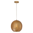 Pemberly Row Modern Pierced Metal Gold Pendant in Natural Brass