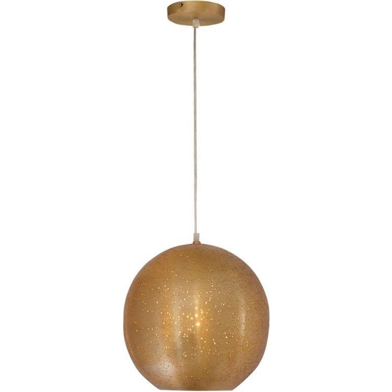 Pemberly Row Modern Pierced Metal Gold Pendant in Natural Brass