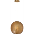 Pemberly Row Modern Pierced Metal Gold Pendant in Natural Brass