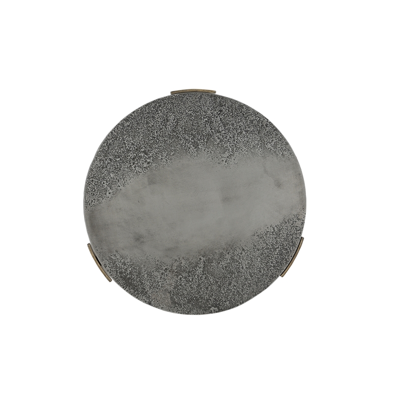 Pemberly Row Modern Hammered Metal Accent Table in Antique Brass