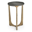 Pemberly Row Modern Hammered Metal Accent Table in Antique Brass