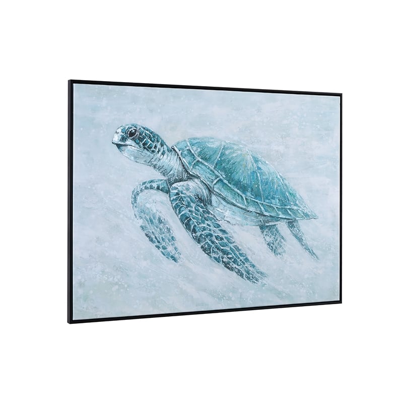 Pemberly Row Modern Sea Turtle Framed Canvas 70x96 Inches in Black