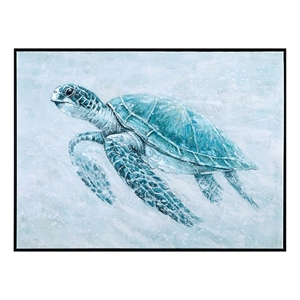 Pemberly Row Modern Sea Turtle Framed Canvas 70x96 Inches in Black