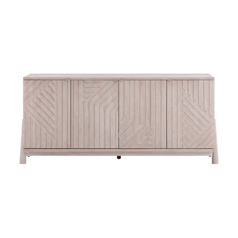 Pemberly Row Modern Coastal 4-Door Server in Ceruse White Oak