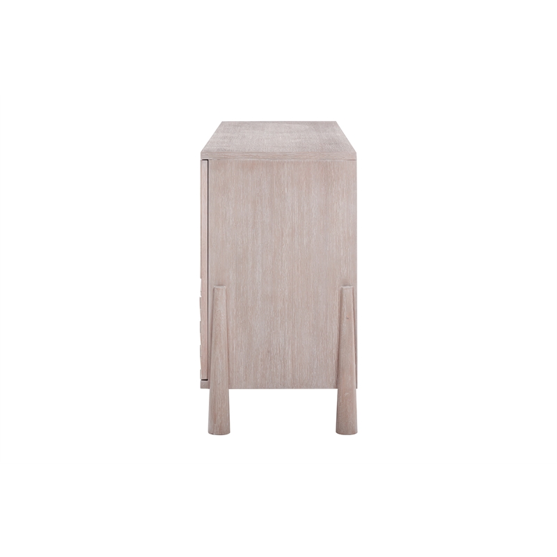 Pemberly Row Modern Coastal 4-Door Server in Ceruse White Oak