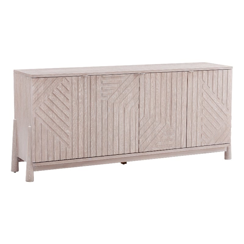 Pemberly Row Modern Coastal 4-Door Server in Ceruse White Oak