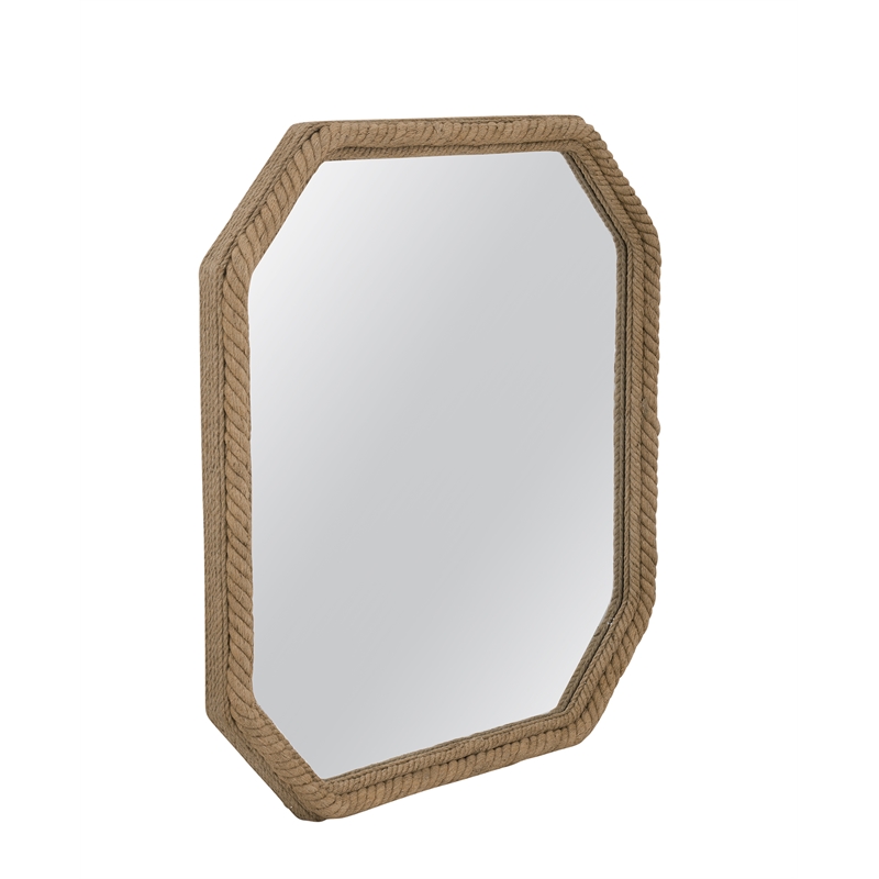 Pemberly Row Modern Square Coastal Wall Mirror with Rope Frame