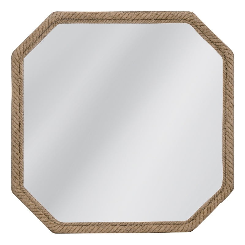 Pemberly Row Modern Square Coastal Wall Mirror with Rope Frame