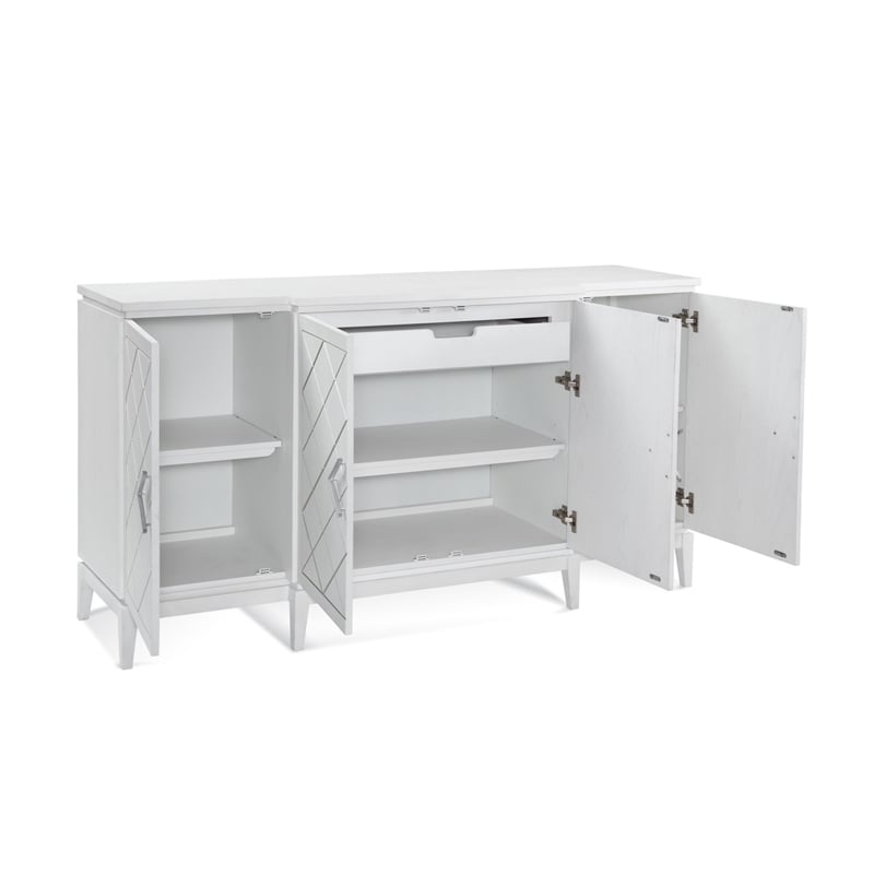 Pemberly Row 4-Door Rubberwood and Oak Veneer Server in White