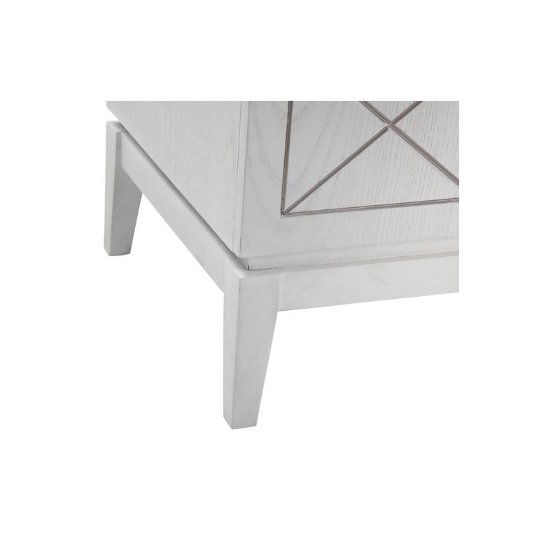Pemberly Row 4-Door Rubberwood and Oak Veneer Server in White