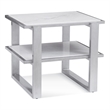 Pemberly Row Modern Square White Marble End Table in Silver Frame