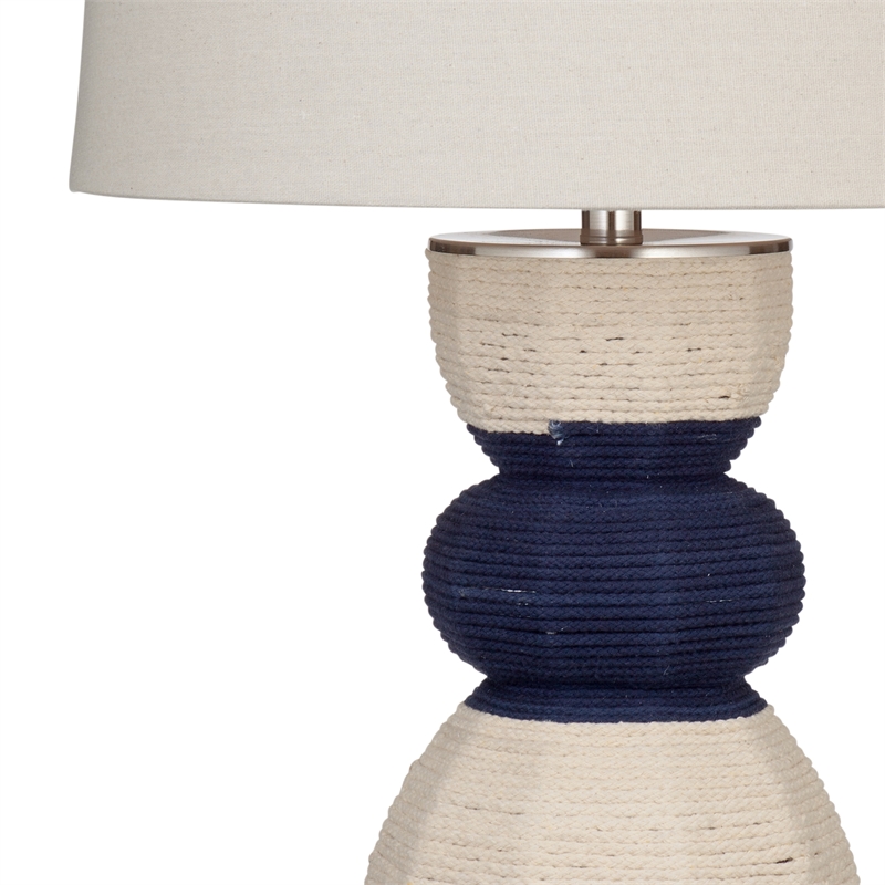 Pemberly Row Modern Hand Crafted Rope and Metal Table Lamp in Blue