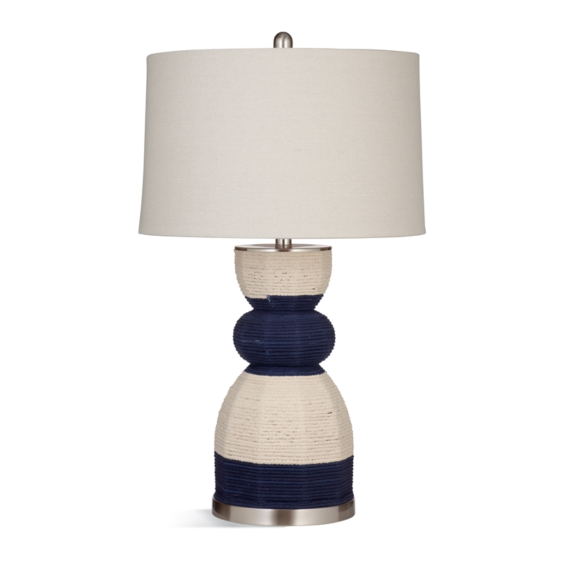 Pemberly Row Modern Hand Crafted Rope and Metal Table Lamp in Blue