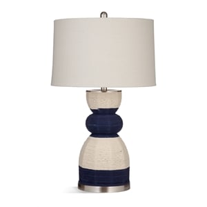 Pemberly Row Modern Hand Crafted Rope and Metal Table Lamp in Blue