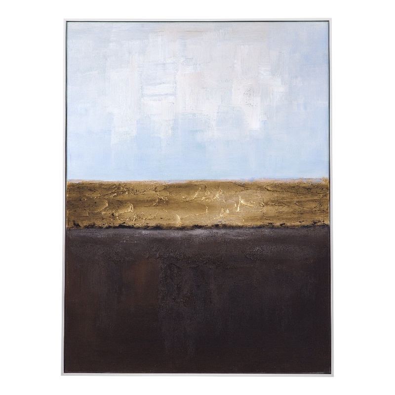 Pemberly Row Abstract Hand Painted Acrylic Canvas in White Frame