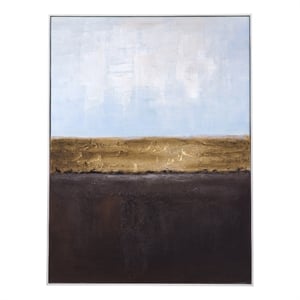 Pemberly Row Abstract Hand Painted Acrylic Canvas in White Frame