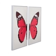Pemberly Row Hand Painted Diptych Framed Canvas Set of 2 in Red