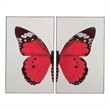 Pemberly Row Hand Painted Diptych Framed Canvas Set of 2 in Red