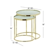 Pemberly Row Crackled Glass and Metal Round Nesting Tables in Gold